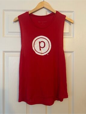 Pure Barre Red Muscle Tank with White Logo